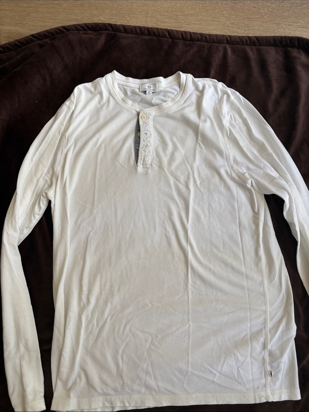 Ag Adriano Goldschmied White Long-Sleeve Henley Shirt